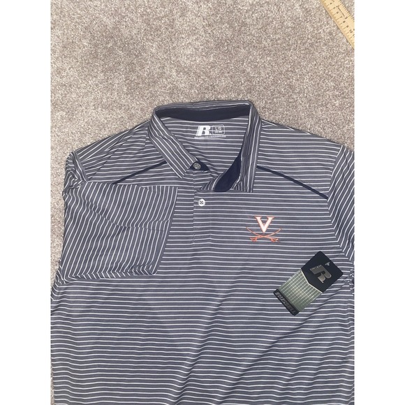 Russell Athletic Mens‎ Large VIRGINIA TECH HOKIES GOLF POLO Striped NEW w/TAGs - Picture 2 of 9